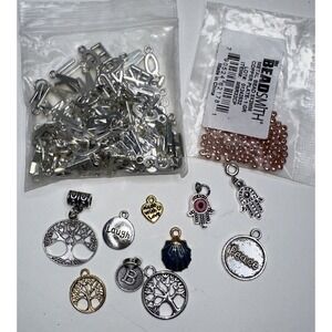 Craft Lot Bead Alphabet Ball Tree Laugh Peace Shell Eye Mixed Set Charms